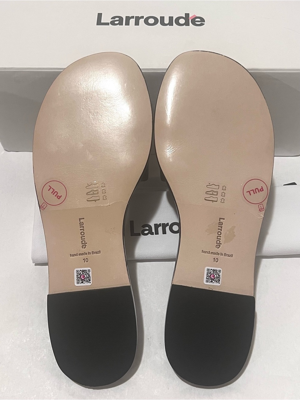 Larroude Margherita Leather Slide Sandal Black Size 10 - Picture 6 of 11